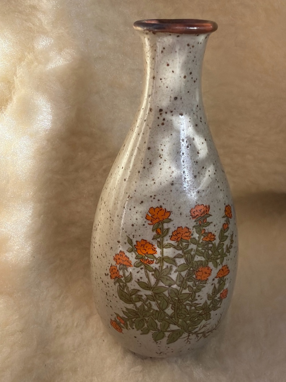 Vintage Takahashi Speckled Bud Vase 6.5”